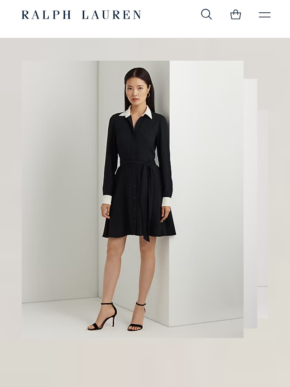 Ralph Lauren Black Shirt Dress with Contrast Collar